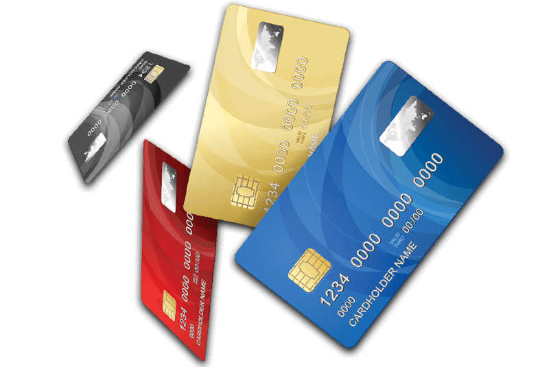 Credit cards different colors falling